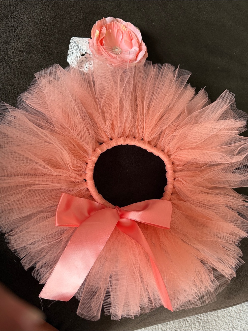 Peach Tulle Tutu Headband for Kids with Bow
